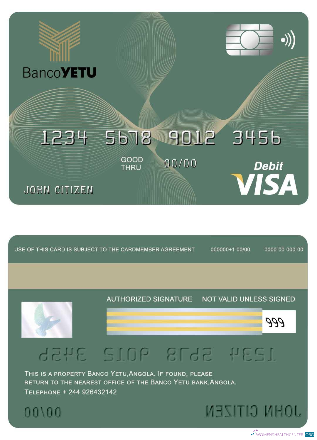 Download Angola Banco Yetu visa card Photoshop template